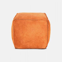 Cuby Suede Leather Square Pouf