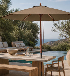 Home Deco and More Wooden Outdoor Umbrella, Brown, 250-cm, Packshot View