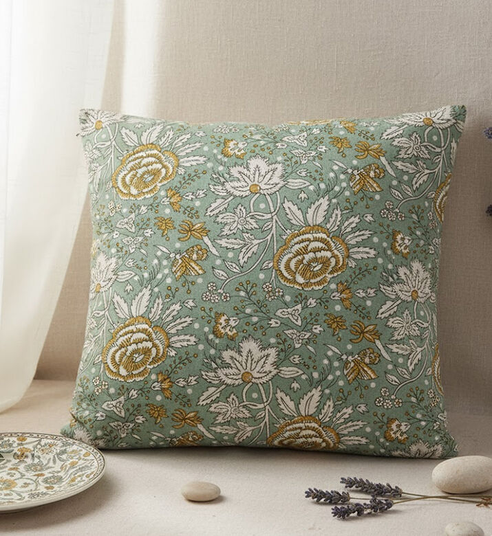 Home Deco and More Lalit Linen Block-print Vaccumed Cushion, Packshot View
