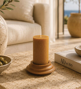 Edg Dorica Wide Base Long Candle, Gold, 15-cm, Packshot View