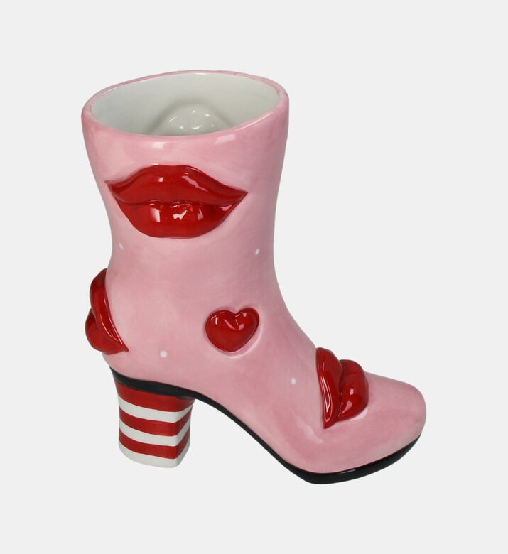 Stoneware Lips-details Boot Vase
