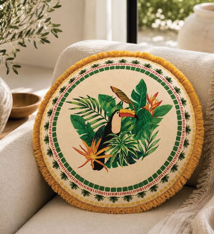 Home Deco and More Birds Design Round Cushion, Packshot View