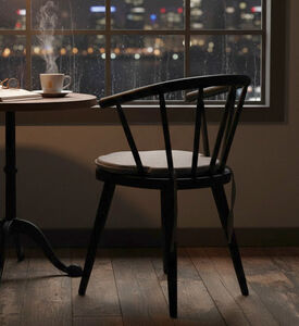 Home Deco and More Augusta Wooden Dining Chair, Black, 53x48x76-cm, Packshot View