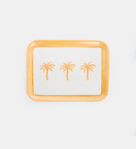 Home Deco and More Melamine Palms Tree Rectangular Serving Tray, Orange, Packshot View