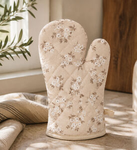 Home Deco and More Floral-print Oven Glove, Beige, Packshot View