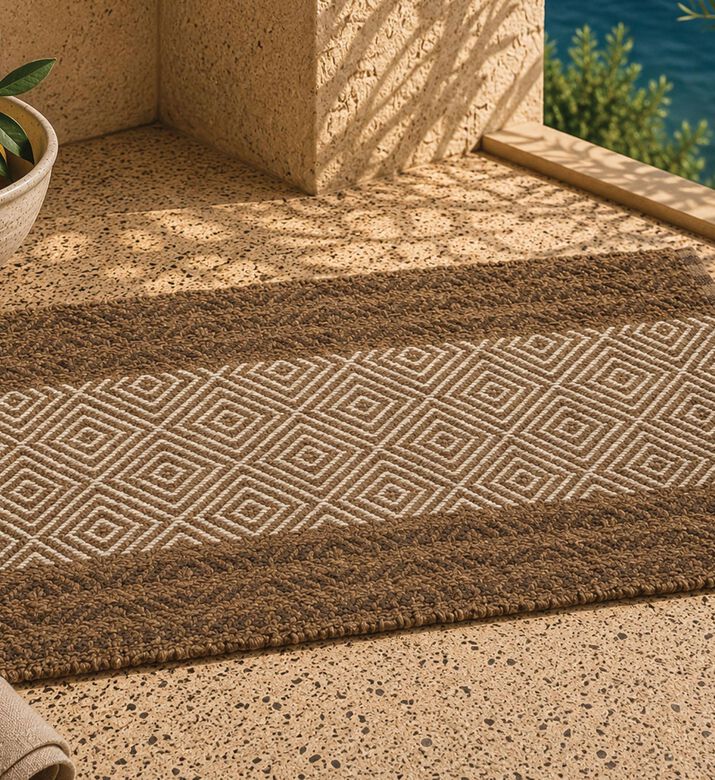 Home Deco and More Woven Recycled Cotton Striped Rug, Packshot View