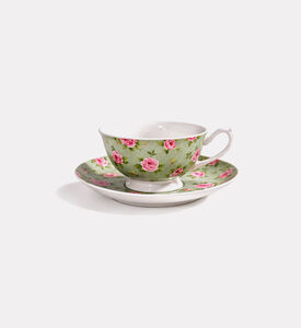 Home Deco and More Rose-print 6-piece Tea Cup Saucer Set, Packshot View