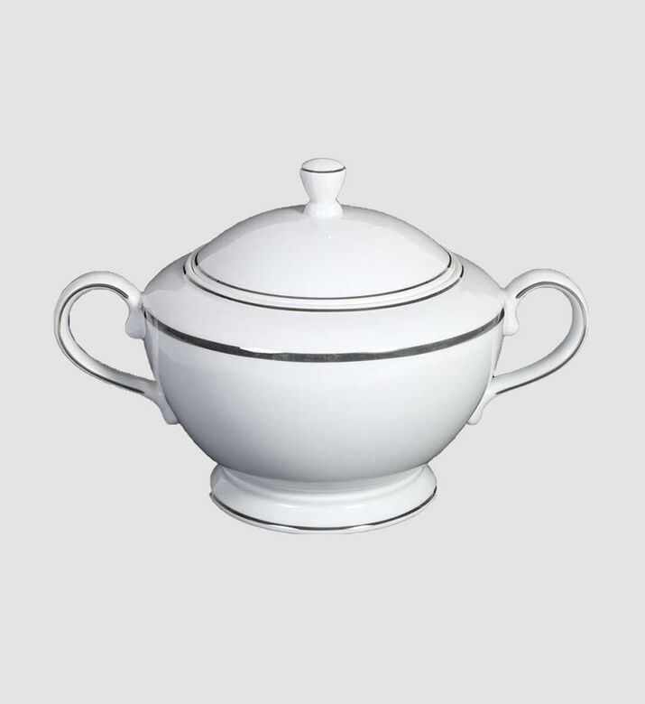 Home Deco and More Silver-rimmed Porcelain Soup Tureen, Packshot View
