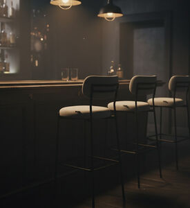 Home Deco and More Archie Fabric Steel Bar Chair Grey, Packshot View