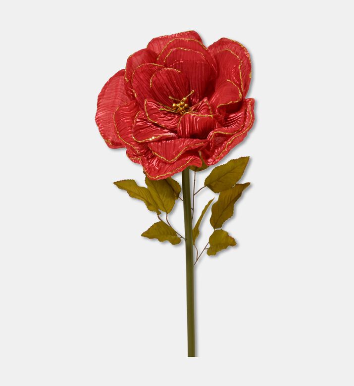 Kaemingk Polyester Rose With Pearl Center And Gold Glitter, Burgundy, Packshot View