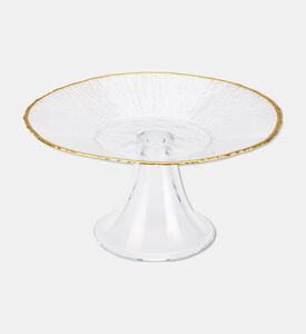 Home Deco and More Brushed Gold Shallow Cake Stand, Gold, 21-cm, Packshot View