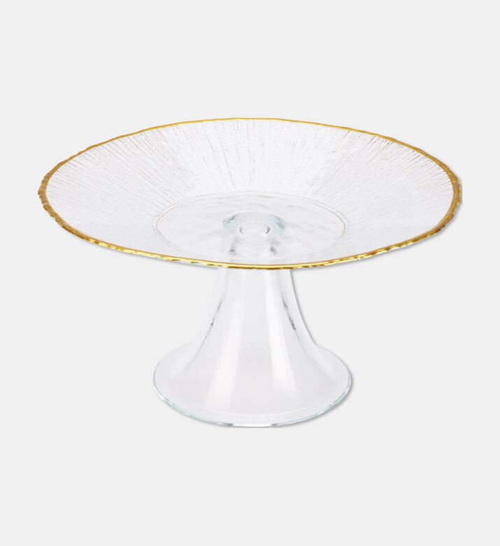 Home Deco and More Brushed Gold Shallow Cake Stand, Gold, 21-cm, Packshot View