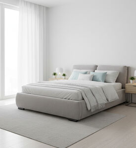 Home Deco and More Palima Upholstered Bed, Grey, 160x200-cm, Packshot View