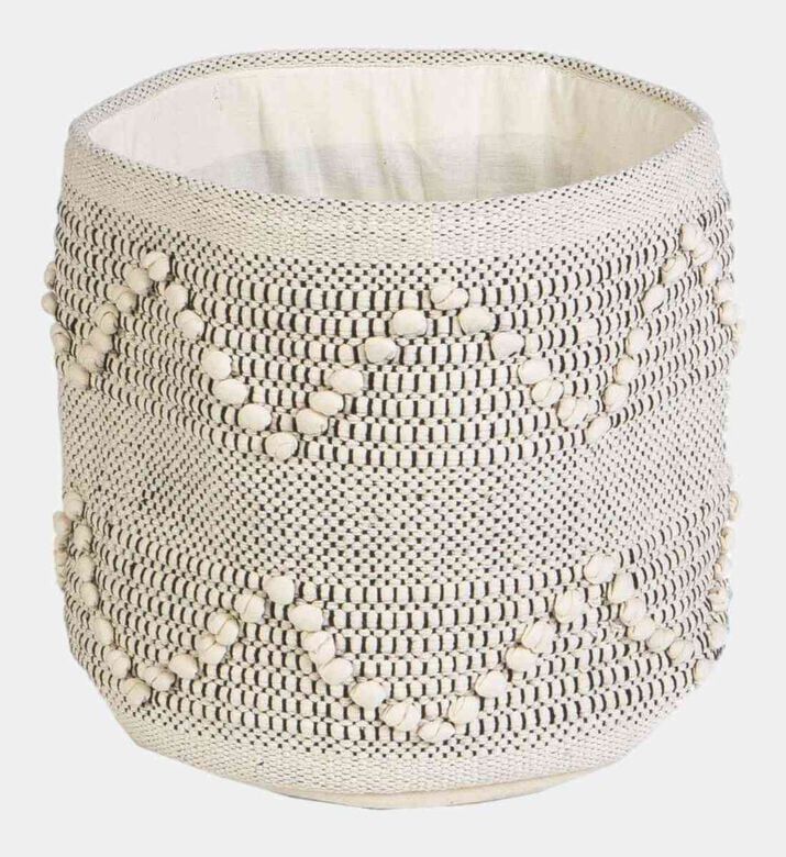 Deko and Co Tonka Cotton Basket, Black, 30x30-cm, Packshot View