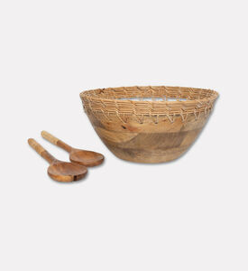 Home Deco and More Cane-woven 3-piece Border Round Bowl Set, Packshot View