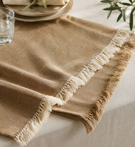 Cannon Cotton Linen Blend Table Runner, Light-beige, 33x180-cm, Packshot View