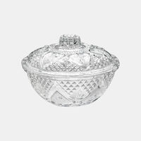 Round Carved Glass Lid Sugar Bowl