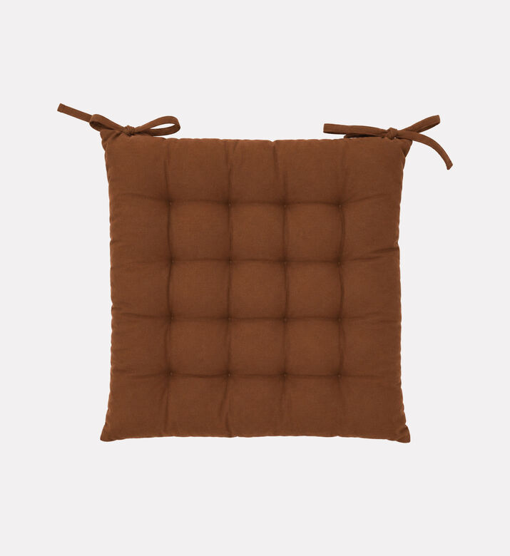 Home Deco and More Tufted Tie Chair Pad, Brown, Packshot View
