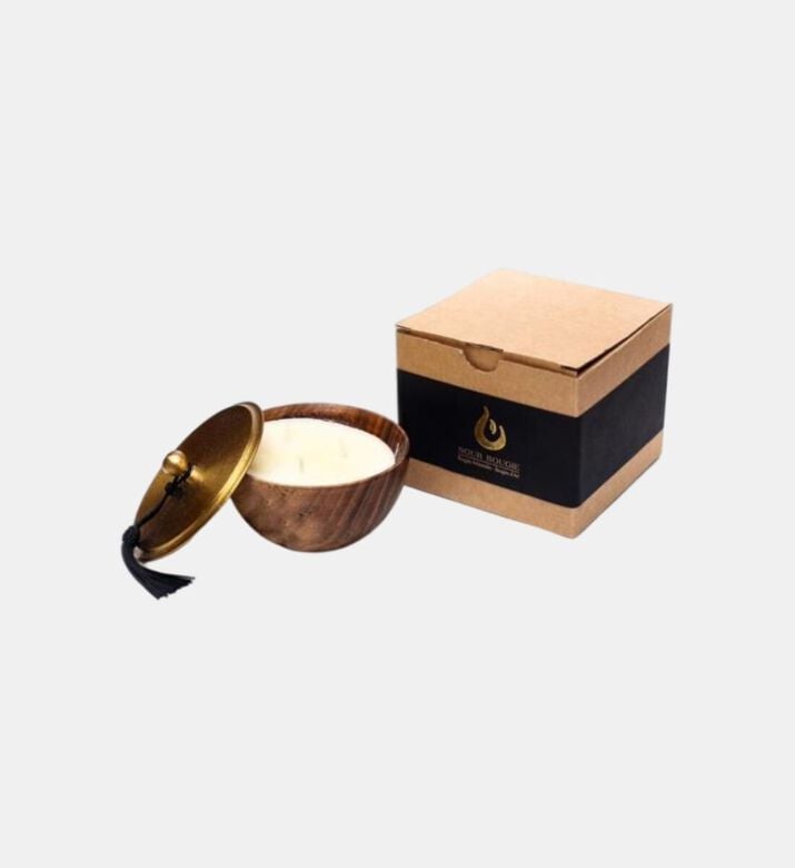 Nour Bougie Acacia Ceramic Bowl Candle, Light-brown, 9.5-cm, Packshot View