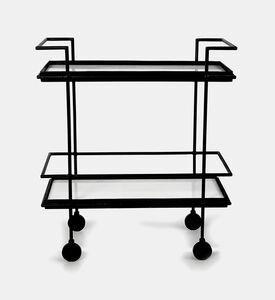 Home Deco and More Jitsu Wheeled Iron Marble Bar Trolley, Packshot View