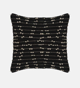 Home and Styling Cotton Embroidered Square Filled And Vaccumed Cushion, Black, 45x45-cm, Packshot View