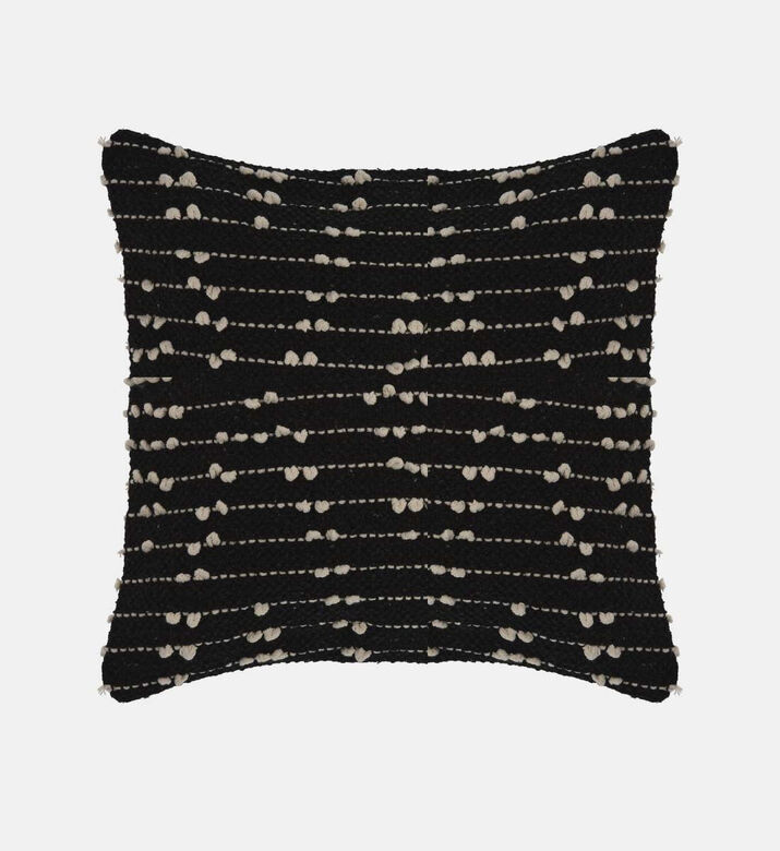 Home and Styling Cotton Embroidered Square Filled And Vaccumed Cushion, Black, 45x45-cm, Packshot View