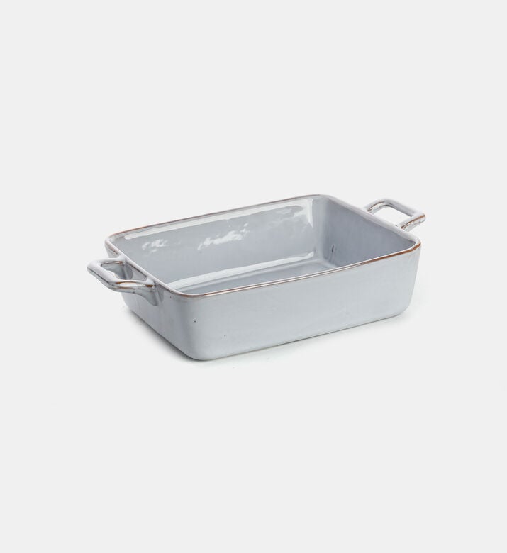 Siaki Stoneware Rectangular Oven Handled Dish, Blue, Packshot View Siaki Stoneware Rectangular Oven Handled Dish, Blue, Packshot View