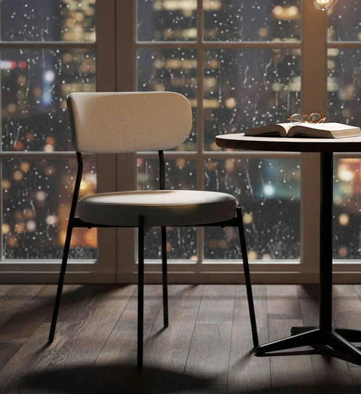 Home Deco and More Archie Fabric Steel Dining Chair, Packshot View