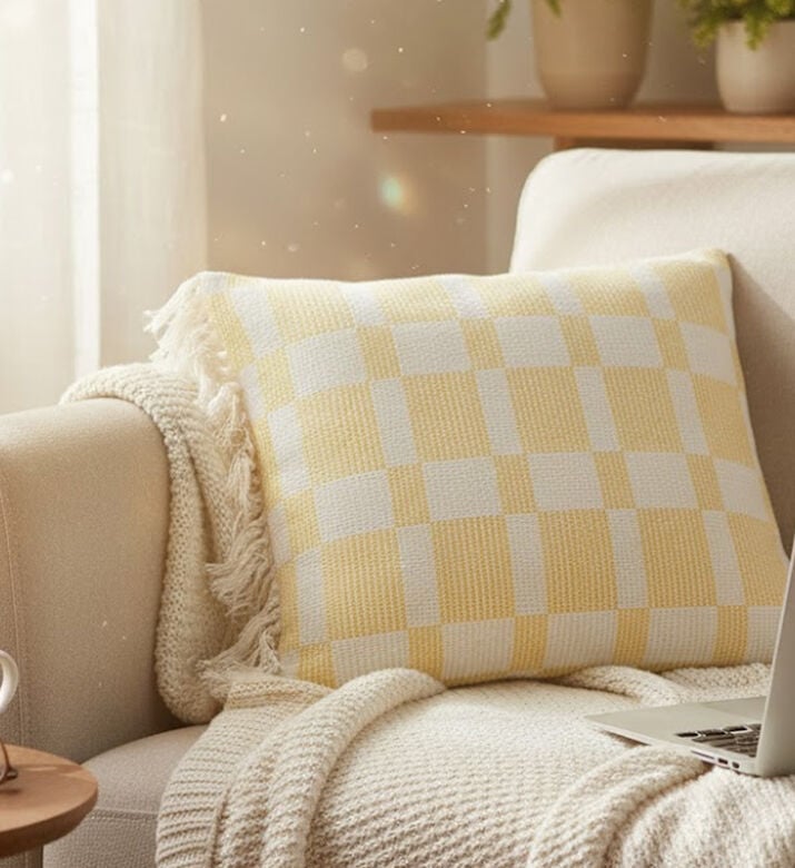 Home Deco and More Poltro Frayed Edges Cotton Cushion, Packshot View