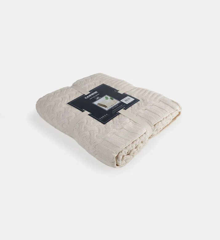 Cannon Natural Tone Knitted Cotton Throw, Packshot View