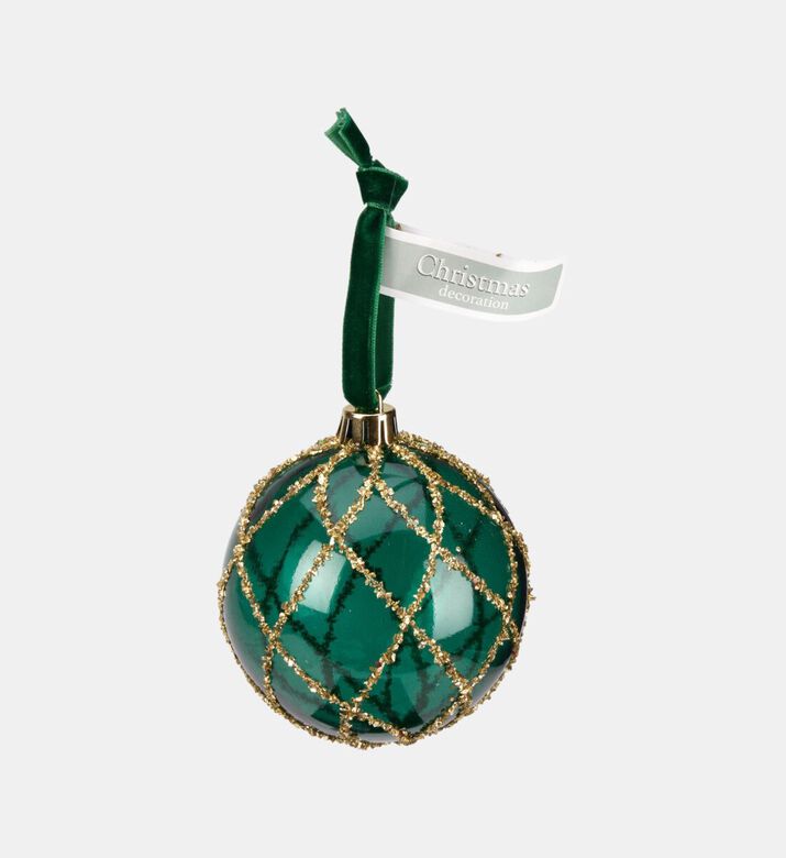 Home Deco and More Gold Netting Overlay Hanging Ball, Green, Packshot View