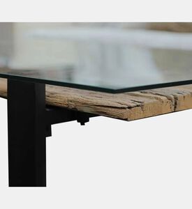 Home Deco and More Cuba Glass Top Wooden Coffee Table, Packshot View