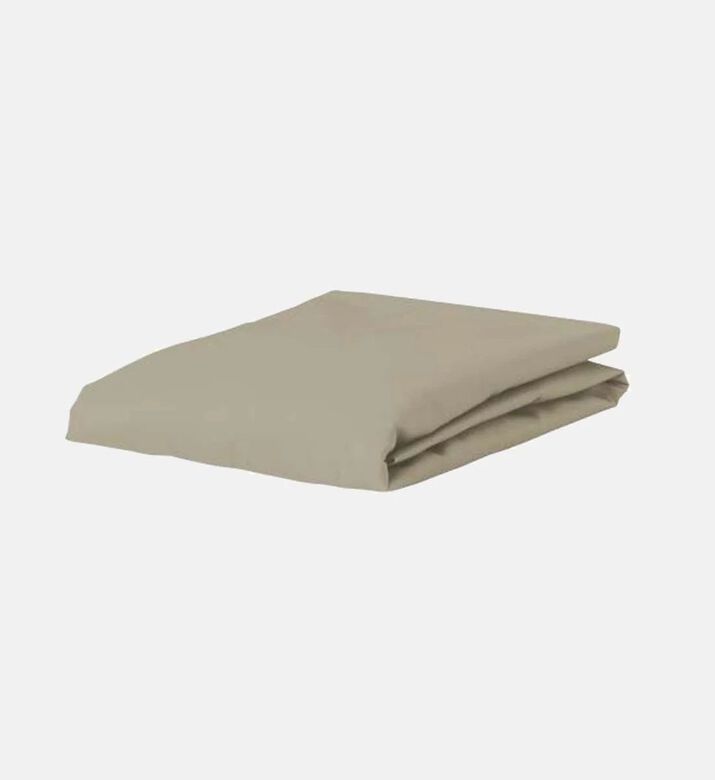 Home Deco and More Cotton Satin Bed Fitted Sheet, Taupe, 120x200-cm, Packshot View