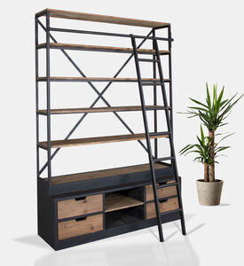 Home Deco and More Hawk Ladder Drawer Pine Bookcase, Packshot View
