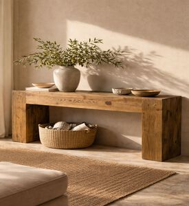 Home Deco and More Log Pine Wood Console, Packshot View