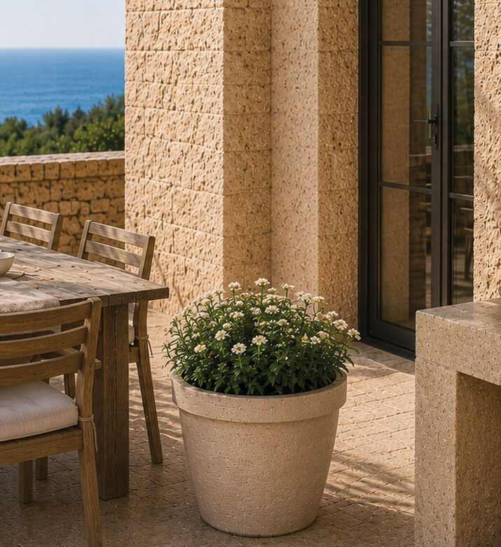 Home Deco and More Round Sand-tone Flower Pot, Packshot View