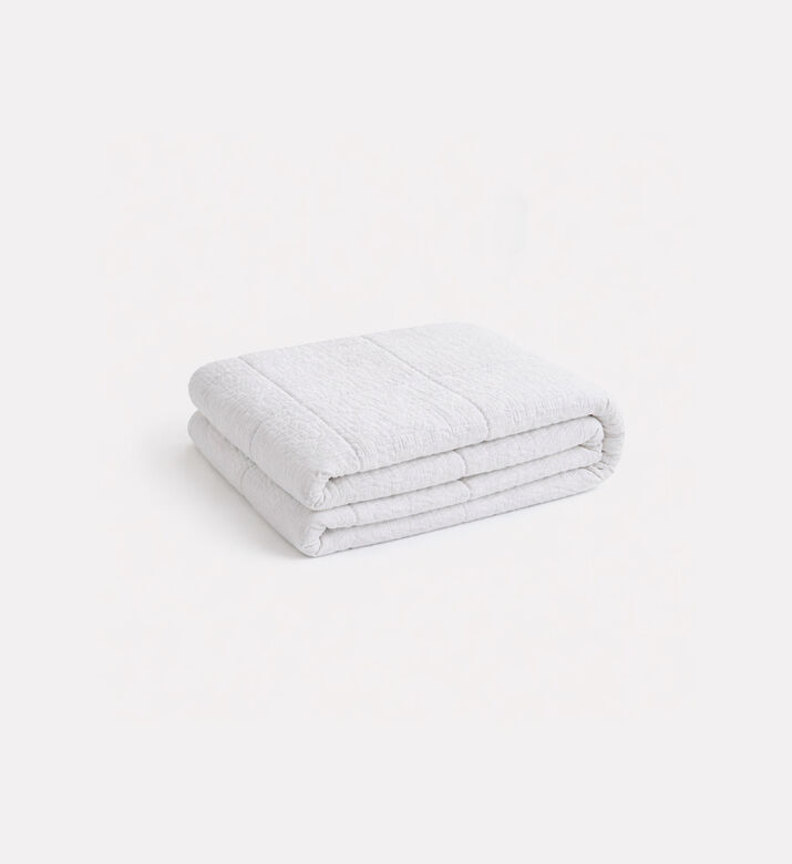 Home Deco and More Yasmine Quilted Cotton Blanket, White, 220x240-cm, Packshot View