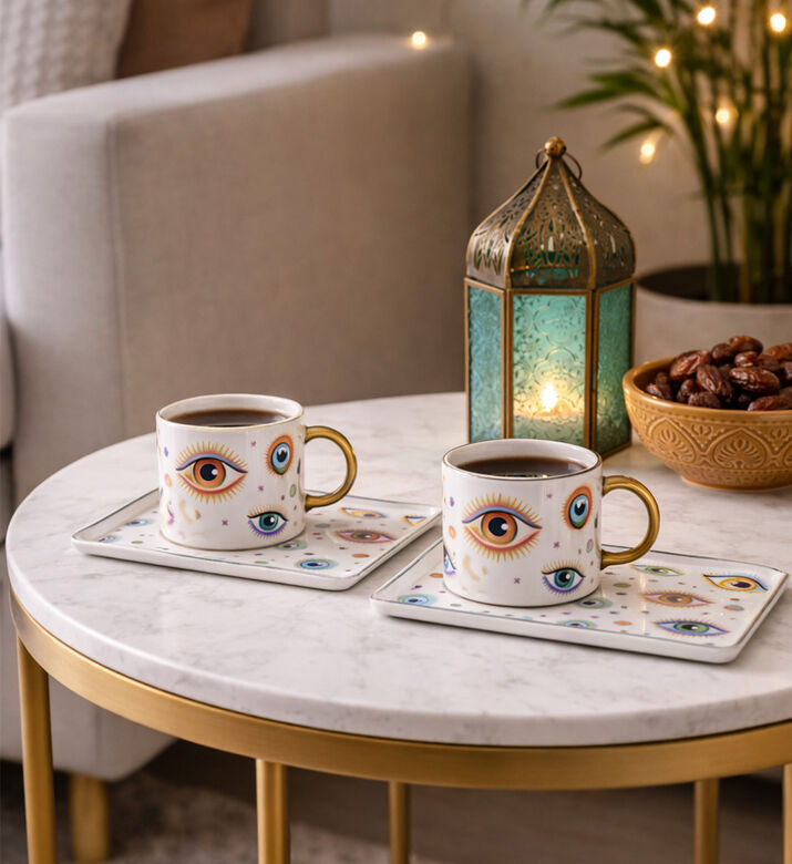 Home Deco and More Eye Cup Tray Ceramic Set, Packshot View