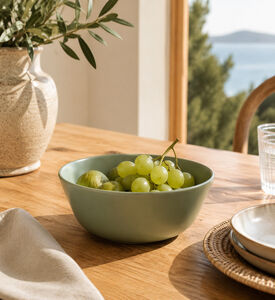 Essenza Porcelain Round Deep Medium Bowl, Green, 15-cm, Packshot View