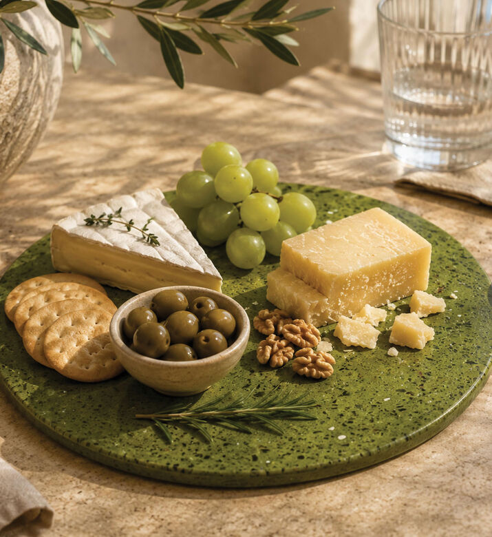 Marble and Beyond Round Polished Marble Cheese Board, Packshot View