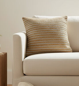 Deko and Co Lurex Square Jute Cushion, Silver, 45x45-cm, Packshot View