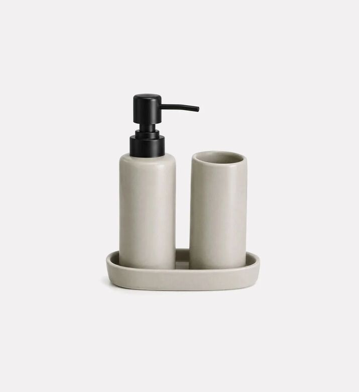 Home Deco and More Bathroom 3-piece Accessory Set, Beige, Packshot View