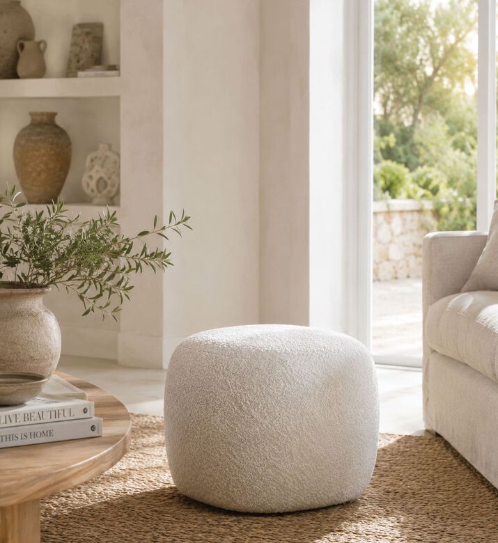 Home Deco and More Plush Textured Pouf Cushion, Packshot View