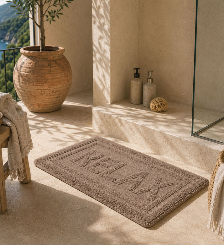Home Deco and More Relaxed Tufted Bathroom Mat, Brown, Packshot View