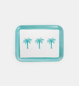 Excellent Houseware Melamine Striped Rectangular Serving Tray, Blue, Packshot View