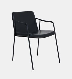 Dan Form Boto Leather Dining Armchair, Black, Packshot View