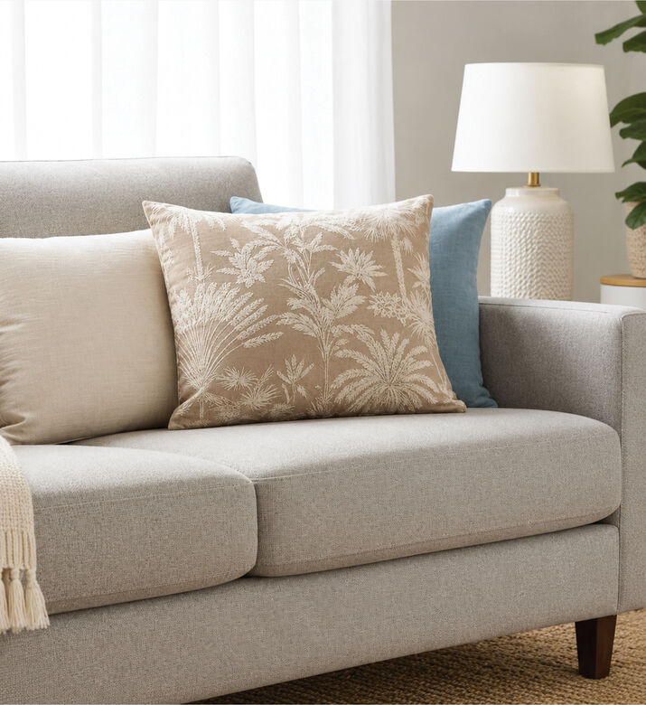 H and S Collection Palm Tree Design Cushion, Packshot View