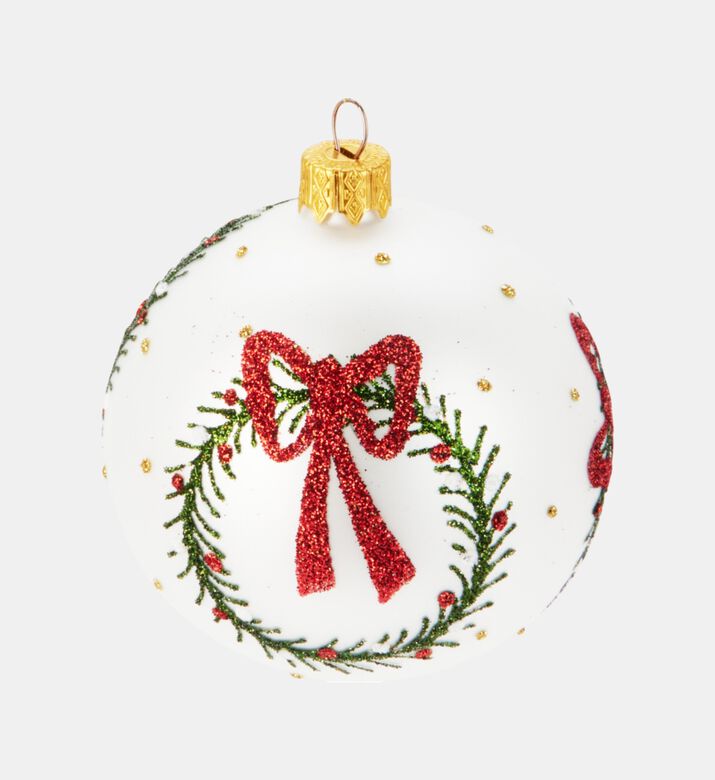 Home Deco and More Xmas Ball Glass, White, 10-cm, Packshot View