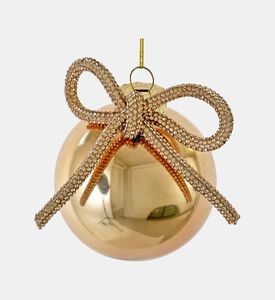 Shishi Glass Ball Shiny With Bow, Gold, 10-cm, Packshot View