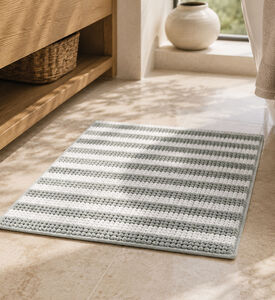 Home Deco and More Chenille Anti-slip Bathroom Mat, Blue, Packshot View
